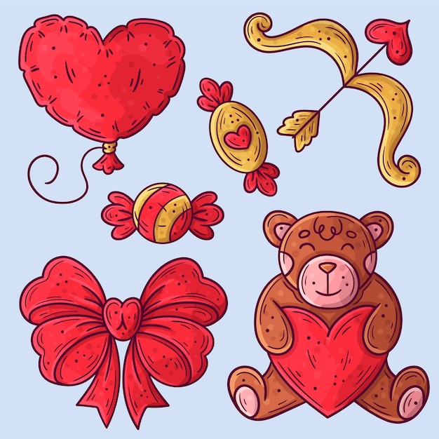 Vector precioso conjunto de elementos de san valentín