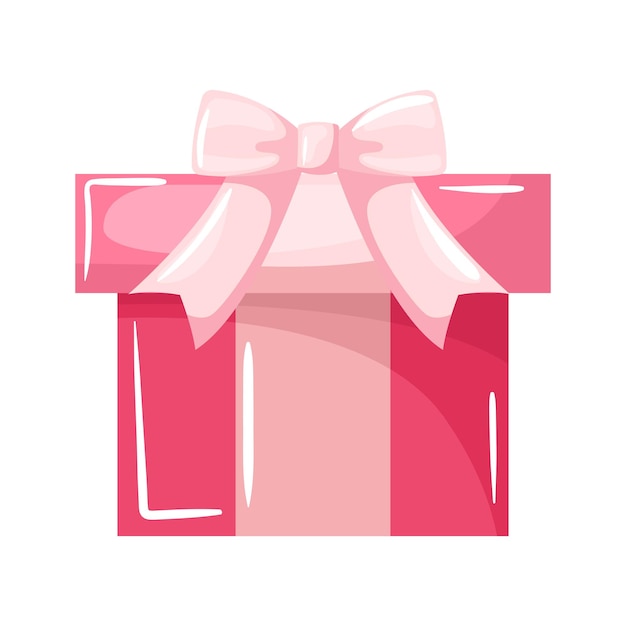 Vector precioso diseño de caja de regalo de amor con lazo rosa.