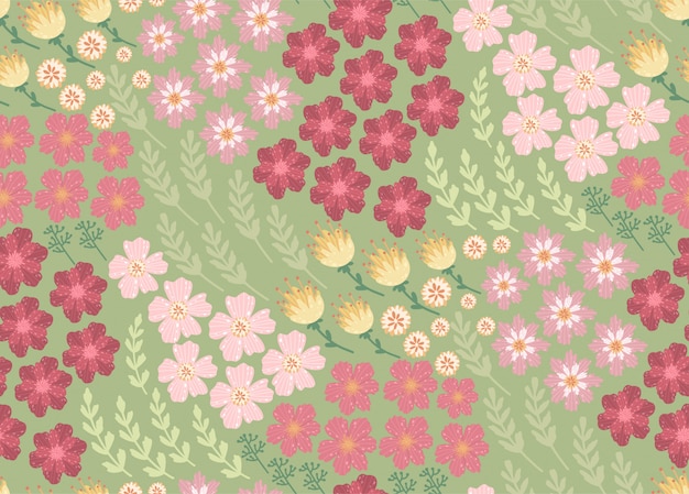 Vector precioso estampado floral con una pequeña flor. floral sin fisuras