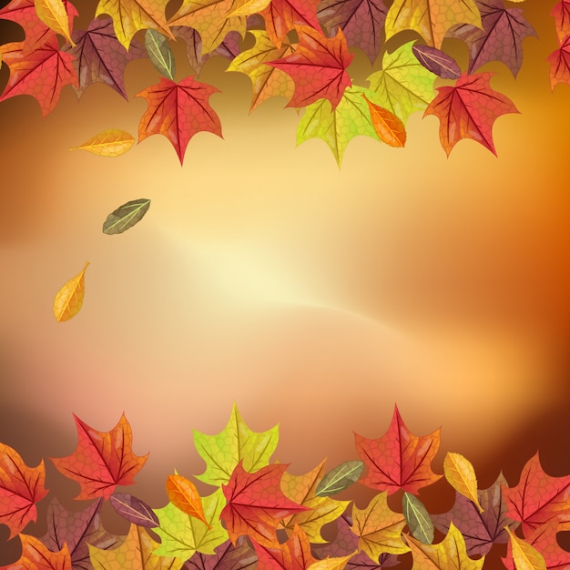 Vector precioso fondo de otoño con realista