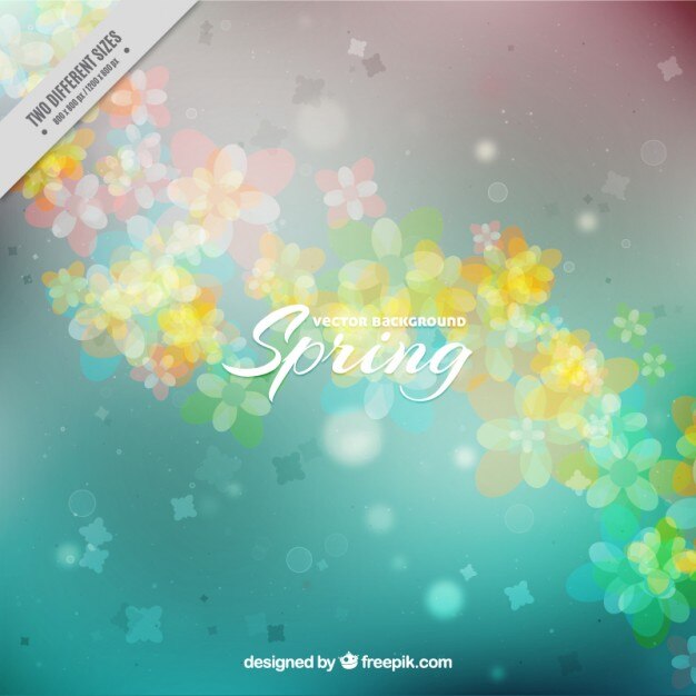 Vector precioso fondo de primavera con flores brillantes