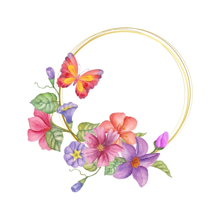 Vector precioso marco de san valentín floral acuarela