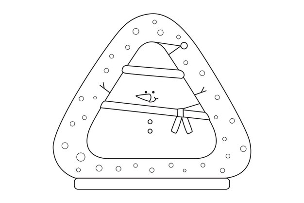 Precioso muñeco de nieve triangular bola de cristal para colorear, pintar e imprimir