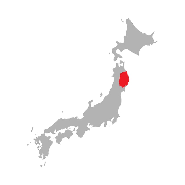 Prefectura de Iwate destacada en el mapa de Japón