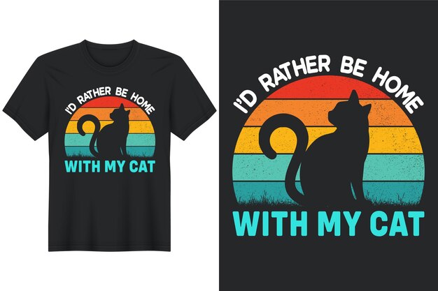 Prefiero estar en casa con mi gato Diseño de camiseta de gato