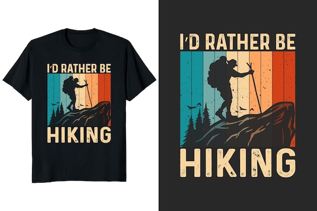 Vector prefiero ser un hombre de senderismo que va de excursión a la montaña diseño de camiseta