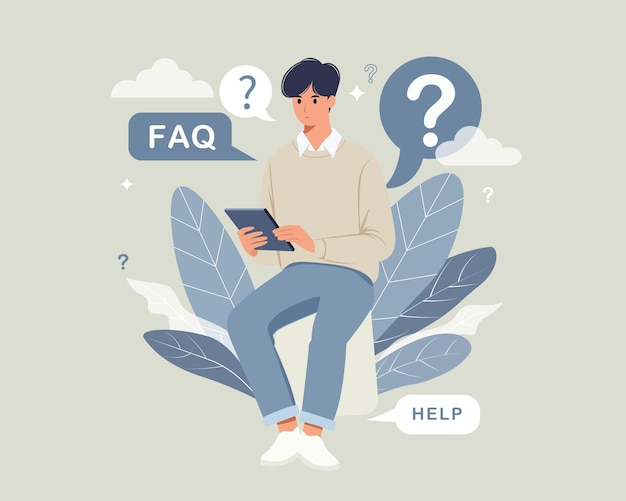 Preguntas frecuentes Ilustración conceptual Diseño plano