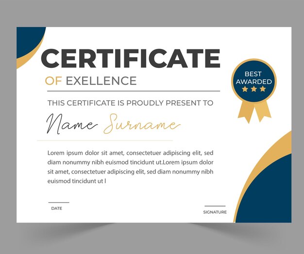 Premio al Certificado de Excelencia