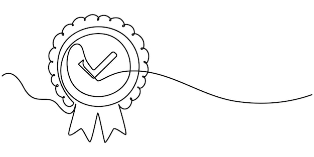 Premio al ganador Insignia continua de una línea de dibujo vector ilustración Pro vector Habilidades sociales