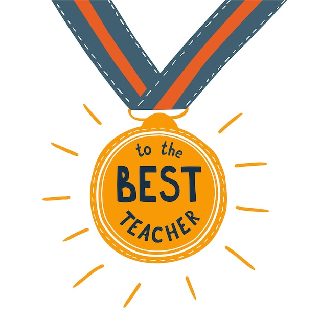 Premio al mejor maestro para el elemento de vector de saludo de la tarjeta del día del maestro aislado Refranes especiales para el mejor maestro
