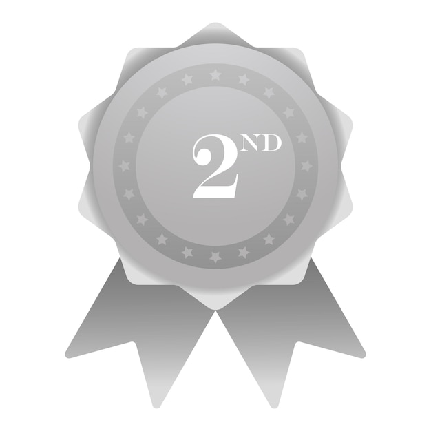 Premio al segundo lugar plata ilustración Olimpiadas premio de prueba medalla competencia victoria campeón de la competencia icono vectorial para negocios y publicidad