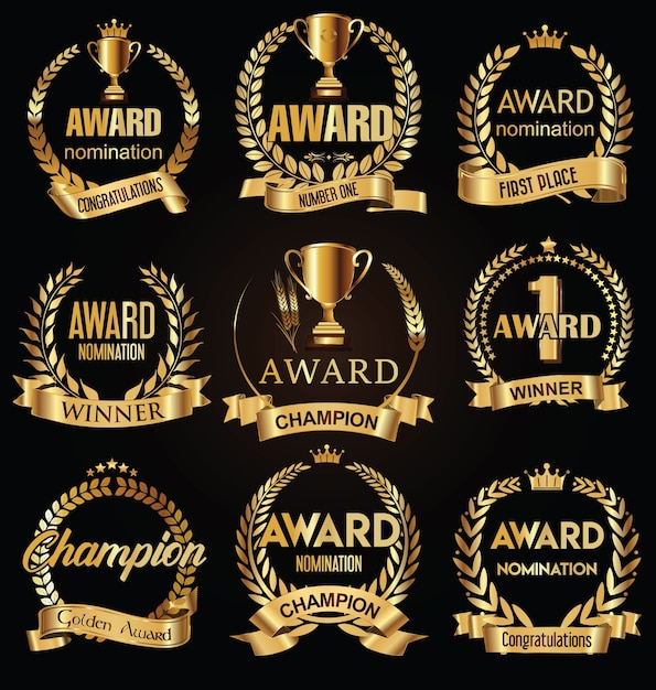 Premio banner retro dorado