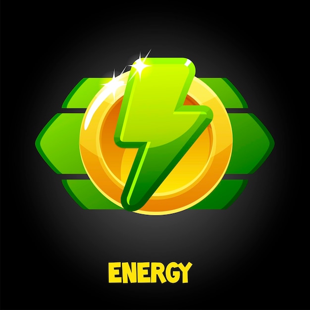 Vector premio de energía de oro de vector para el juego. ilustración del icono de relámpago para la victoria.