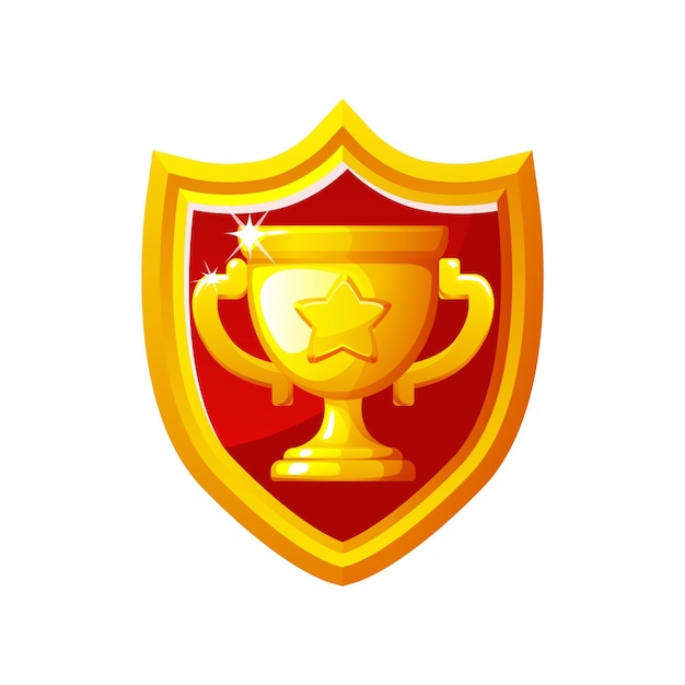 Premio de escudo dorado y cáliz Vector icono para juegos