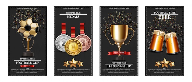 Vector premio de fútbol y medallas