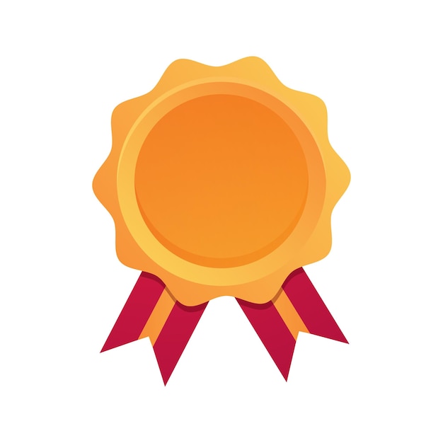 Premio de insignia de oro con icono de cintas de metal brillante símbolo de recompensa de vector plano ilustración aislada