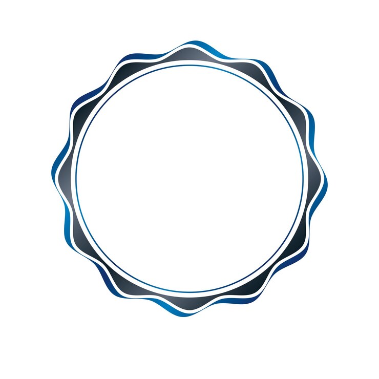 Vector premio marco circular vintage con espacio de copia claro hecho como diseño de medallón de arte decorado con curvas y líneas onduladas. etiqueta de estilo retro vectorial, emblema heráldico aislado sobre fondo blanco.