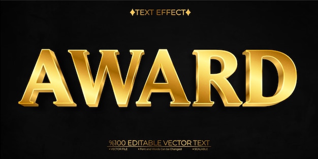 Premio de oro efecto de texto vectorial 3d editable