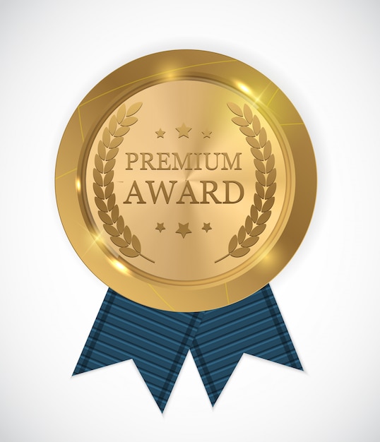 Premio Premium Medalla de Oro. Ilustración vectorial