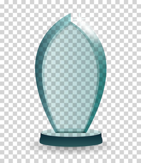 Premio trofeo de cristal Premio ganador 3D de material transparente Vidrio de logro para el campeonato ganador Ícono realista del premio del desafío Forma de cristal en el stand