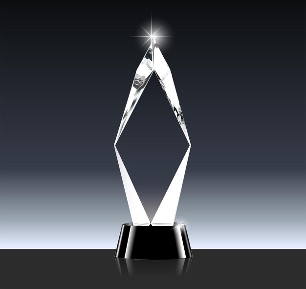 Premio de trofeo de cristal vectorial realista