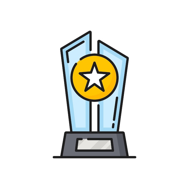 Premio trofeo estrella dorada y estatua de cristal vector