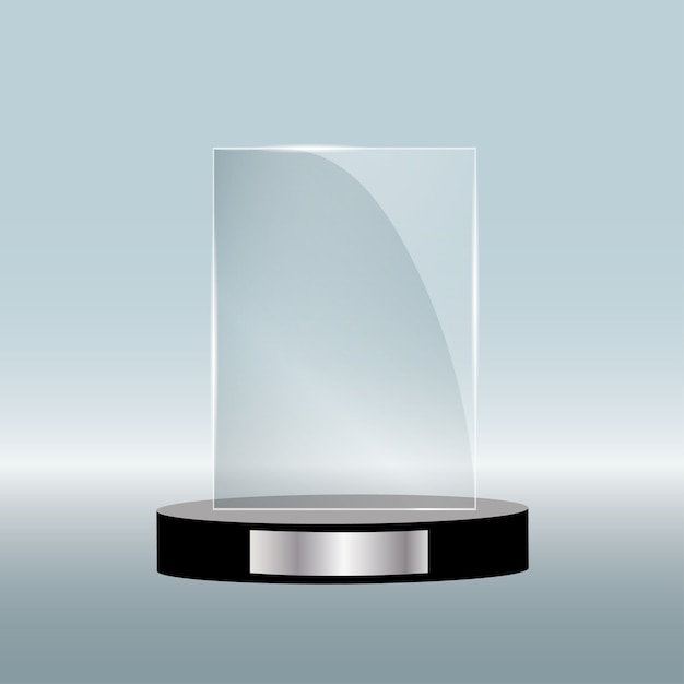 Premio de vidrio vacío aislado, plantilla de trofeo transparente.