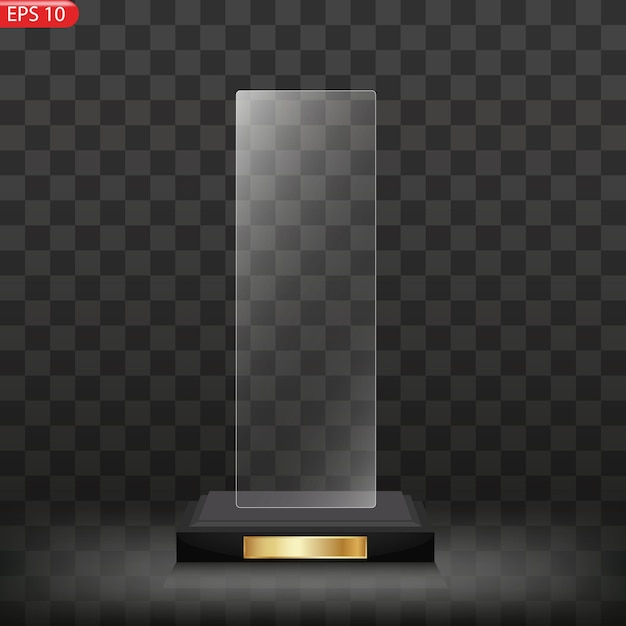 Premios de cristal Trofeo ganador transparente realista