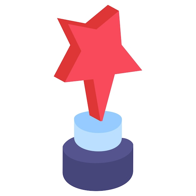 Premios Culturalmente Conscientes concepto isométrico 5 puntos diseño de icono vectorial del Trofeo Estrella Roja Abstracto