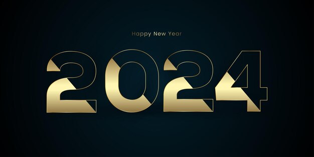 Premium 2024 Año nuevo celebrando banner 2024 Diseño de tarjeta de felicitación navideña Ilustración vectorial Oro