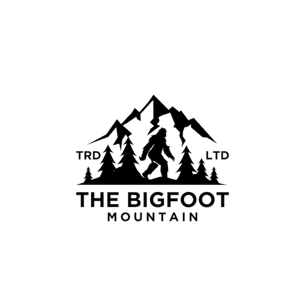 Premium big foot yeti vector logo negro diseño de icono