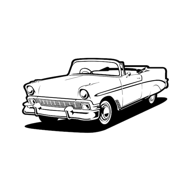 Premium Classic Car Vector Silhouette Design Ready Made Vintage Vector Ilustración