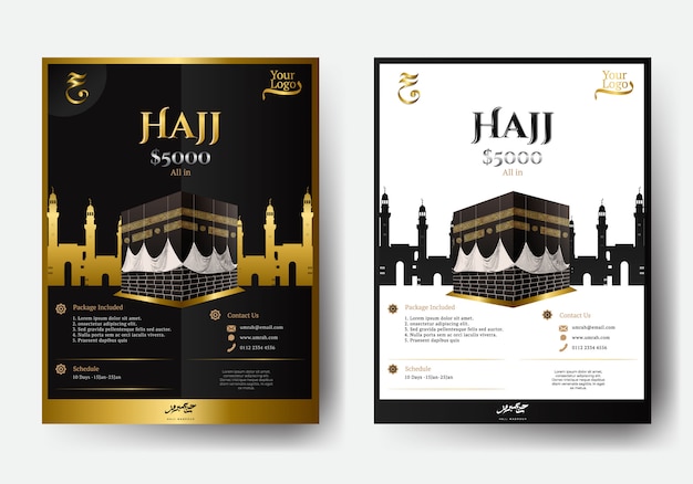 Premium flyer set para umrah y hajj vector