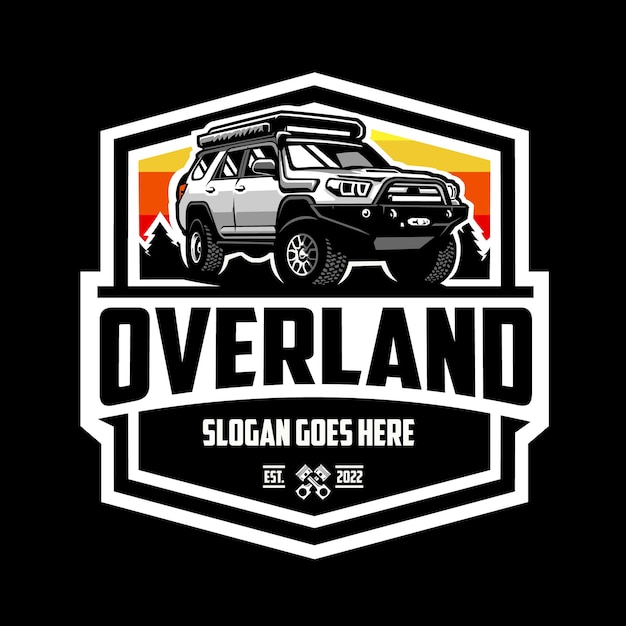 Premium Overland aventura SUV insignia emblema logo vector ilustración Lo mejor para el logotipo de deporte al aire libre