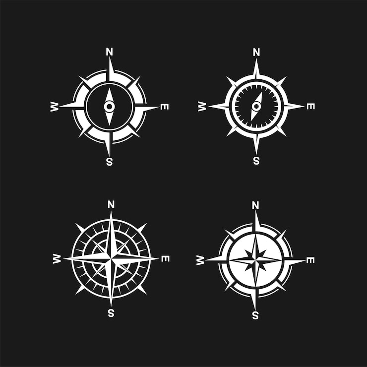 Vector premium set colección brújula vector logo negro icono diseño fondo aislado
