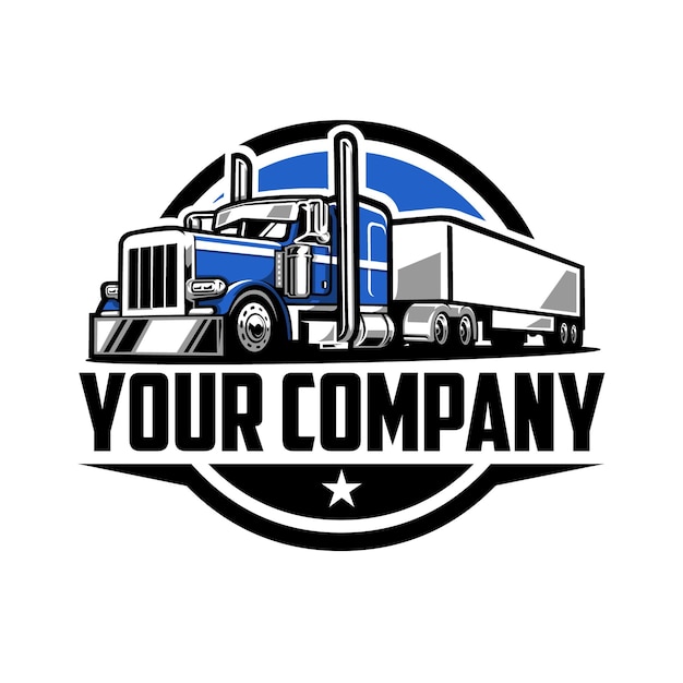 Vector premium trucking company logo emblema vector. lo mejor para el logotipo de la industria relacionada con el transporte por carretera y el transporte de mercancías
