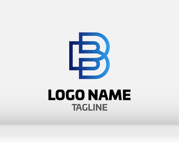 Premium vector b logo en dos variaciones de color hermoso diseño de logotipo para marca de empresa de lujo elegante diseño de identidad en azul y dorado