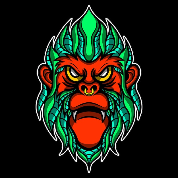 Premium Vector Dibujado a mano Kong Ape Head Ilustración