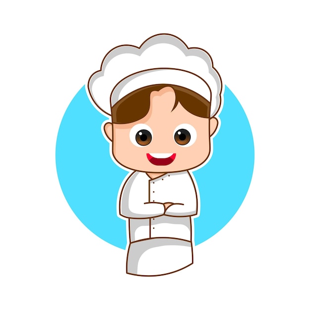 Premium vector l lindo y atractivo chef o cocinero diseño de personajes diseño icono diseño ilustración