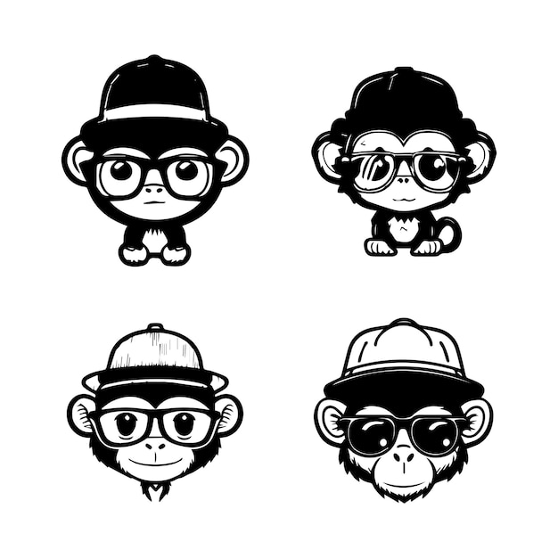 Prepárate para volverte loco con esta linda colección de logos de monos kawaii