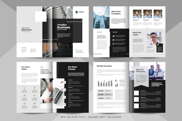 Presentación comercial de 8 páginas, plantilla de perfil de empresa. Plantilla de folleto de negocios corporativos.
