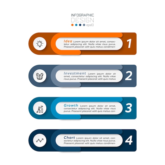 Presentación del concepto de proceso de inversión o visualización del informe de trabajo. diseño infográfico.