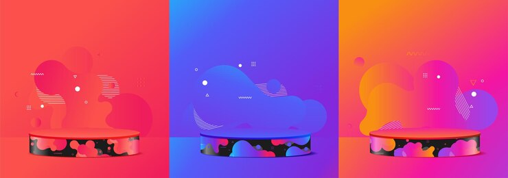 Vector presentación de diseño de formas líquidas abstractas maqueta conjunto de exhibición de producto de plataforma de pedestal de podio plantilla de diseño moderno de ilustración vectorial