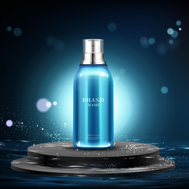 Presentación elegante de los productos cosméticos