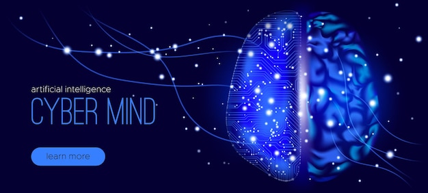 Presentación futurista de la mente cibernética y los grandes datos