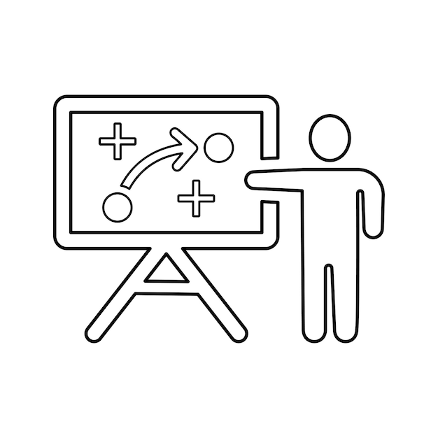 Presentación del icono del contorno de la táctica Vector de arte de línea