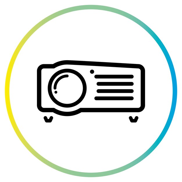 Presentación del icono de la línea del proyector e ilustración del vector de signos lineales de la reunión