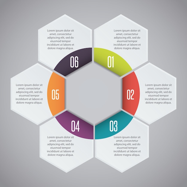 presentación de infografía con formas geométricas y números