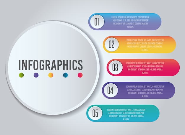 Presentación de infografía con formas y números de círculo