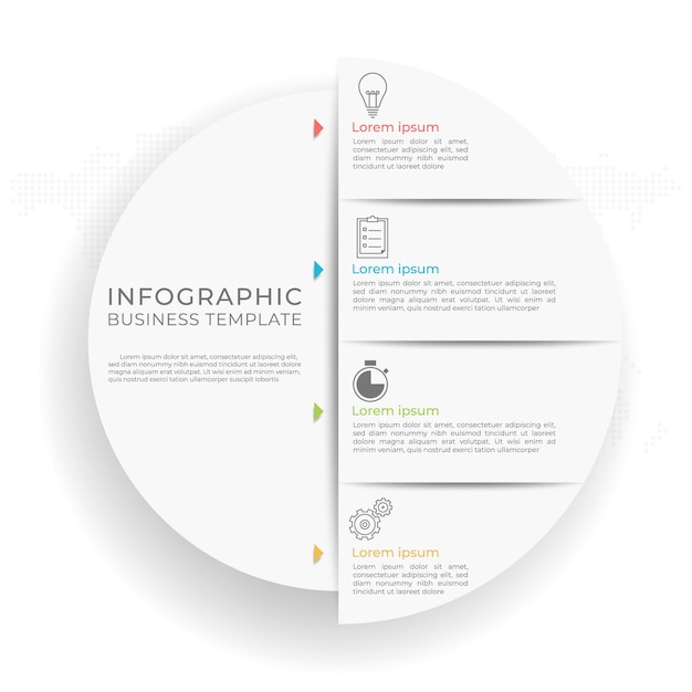 Presentación infografía plantilla 4 opciones. diseño circular.